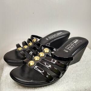 Tuscany by easy street Black Wedge Slide Sandals Size 7.5